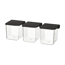 Skadıs 3lü Siyah Kapaklı Set Çok Amaçlı Pano Parçası Kapaklı Şeffaf Kutu 7x8x8.5 Cm