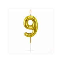 9 Rakam Mum Altın - 10 Cm
