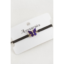 Zenviac456 Kelebek Polyester Makrome Örgülü Bileklik Zenviac45678 Lacivert