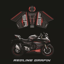 Cf Moto 450sr Tank Pad Set Kırmızı Siyah Redlinegrafik