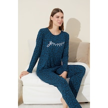 Siyah İnci Pamuklu Örme Pijama Takım 24240098 Yeşil