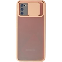 Samsung Galaxy A02s Kılıf Palm Buzlu Kamera Sürgülü Silikon - Pembe