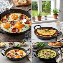Deconox 2'li Granit Alüminyum Döküm Sahan Seti / Yapışmaz Yumurta &amp Kızartma Tavası / Granit Omlet Tavası 1 Çok Renkli