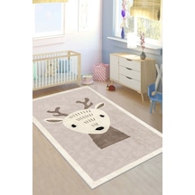 West Home Makinede Yıkanabilir Kaymaz Taban Leke Tutmaz Hayvan Figürlü Bebek Ve Çocuk Halısı Wh 570 Sand Kahverengi