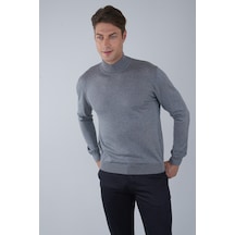 Bisse Erkek Yün Basic Yarım Balıkçı Yaka Triko Gri Melanj Tr23knos23210 D55-1 Gri Melanj