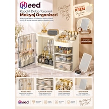 Need Kapaklı Dolap Tasarımlı 3 Çekmeceli Makyaj Organizeri Ve Takı Düzenleyici Krem Nd-9018-crm