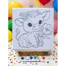 Çocuklar İçin Tuval Boyama Seti Mod1 19x19 Cm Tuval, Şövale, Fırça Ve 6 Renk Akrilik Boya Seti