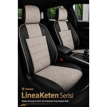 Dacia Sandero 2008+ Uyumlu Lineaketen Serisi Ortopedik Bej Siyah Bej Koltuk Kılıfı