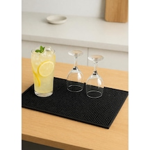 Silikon Bar Matı, Siyah, Kaymaz Tezgah Ve Bulaşık Kurutma Matı, 43x29 Cm, Mutfak Ve Bar İçin Çok Renkli