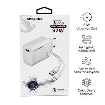 Sprange Pt-x67 67w Turbo Hızlı Şarj Cihazı + 6a Type-c Şarj Ve Data Kablosu 67w'lık