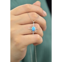 Papatya Silver 925 Ayar Gümüş Rodyum Kaplama Opal Kutup Yıldızı Kolye