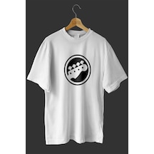 Noıssey -wed 4 Telli Bas Sapı Tasarım Baskılı Oversize T-shirt Tişört Beyaz
