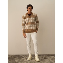 Xint Camel Lüks Pamuk Dokulu Regular Fit Kazak 801760