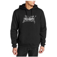 Metallica Baskılı Siyah Erkek Kapşonlu Sweatshirt (531059261)