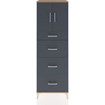 Hyperion Dolap Tek Raflı 4 Çekmeceli 2 Kapaklı 60x44x182 Çam-antrasit Atlas Çam