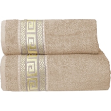 2 Parça Banyo Havlu Seti Helen %100 Pamuklu 70x140 Cm Bej