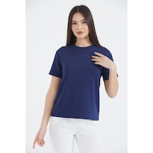 Thiff Gymwear Kadın Modal Kumaş Kısa Kolu Basic Tişört Lacivert