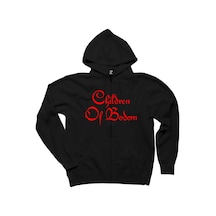 Children Of Bodom Yazı Siyah Fermuarlı Kapşonlu Siyah