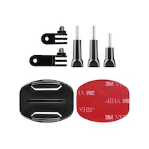 Gplus Bs07yv 7 Parça Flat Zemin Düz Yüzey Vidalı 3 Yollu Aksiyon Kamera Uyumlu 3m Yapışkanlı Motor Kask Bağlantı Seti Siyah
