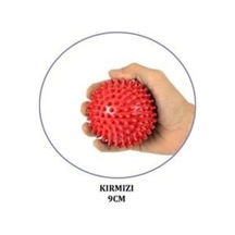 El Egzersizmasaj Ve Duyu Topu, Yumuşak Dikenli Top Kırmızı Renk 9 Cm