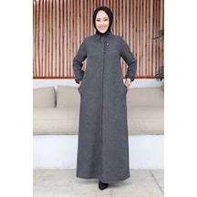 Şönil Kumaş Kışlık Comfort Ferace / Gri - F0501 Gri