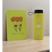 Bk Gift Sevgiliye Özel İsimli Sarı Defter Ve Cam Matara Hediye Seti-2, Sevgiliye Hediye, Sevgililer Günü, Yeni İş Hediyesi