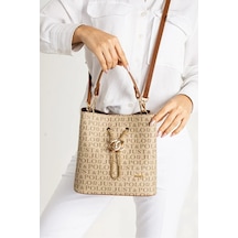 Just Polo Kadın Günlük Kullanıma Uygun Ayarlanabilir Askılı Şık El & Omuz Çantası Shoulder Bag Vizon - Taba