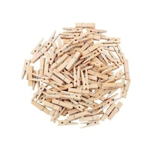 Natural Renkli 24 Adet Mini Ahşap Not Mandalı İle Dekoratif Tutucu 124-Pembe
