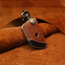 Tongxida Bmw Blade Uyumlu 3 Anahtar Deri Koruyucu Kahverengi