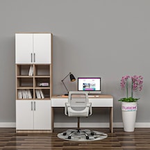 Gloss Dolaplı Çalışma Masası Suntalam Sis Gri