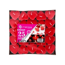Kırmızı Kalpli Tealight Mum 25 Adet Kırmızı