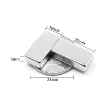 Hubrendy Kargo 2 Adet 20x10x5 Mm Neodyum Magnet N35 Güçlü Mıknatıs Köşeli Ve Dayanıklı Nikel Kaplama