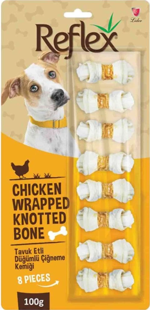 Reflex Tavuk Etli Köpek Ödülü Düğümlü Çiğneme Kemiği 8'li 100 Gr