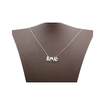 925 Ayar Gümüş Love Yazılı Kış Kolyesi 426862226