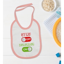 BK Kids Uyku Off Tasarımlı Pembe Bebek Mama Önlüğü-1 Pembe