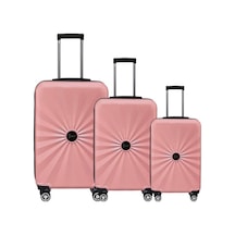 3'lü Valiz Seti Polikarbon Valiz 4x2 Teker Rose 1809 Rose