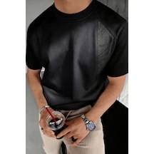 Genius Store Erkek Tişört Basic Bisiklet Yaka Tişört Rahat Kesim Dökümlü Günlük Spor Tshirt Siyah