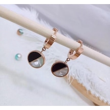 Oasis Rose Renk Kararmayan Bayan Çelik Halka Küpe Rose Gold