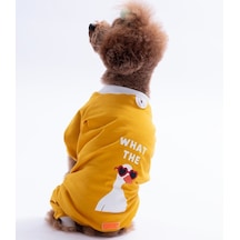 Sarı What The Duck Kedi Köpek Pijaması - Kedi Köpek Tulumu - Kedi Köpek Kıyafeti