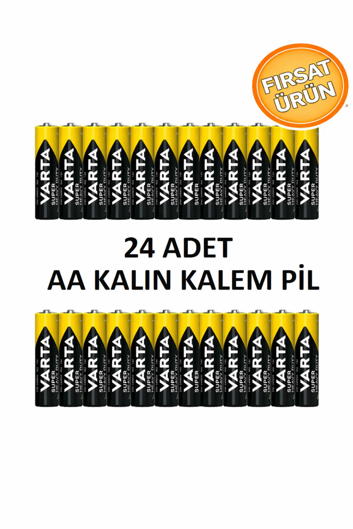 Aa Kalın Kalem Pil 24'lü Süper Güçlü Uzun Ömürlü Çinko Karbon Ekonomik Paket