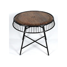 Ahşap Oymalı Yuvarlak Orta Sehpa 64x64x61 Cm. Kna561