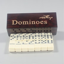 Lüks Ahşap Kutulu Türkiye Logolu Premium Domino Seti 28 Parça 6 Çift Aile Oyunu Yeni Yıl Hediyesi -d