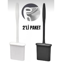 2 Li Set Tuvalet Fırçası Siyah & Beyaz Silikon, Bükülebilir Ve Pratik Wc/klozet Fırçası Siyah - Beyaz