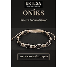 Sertifikalı Ham Oniks Doğal Taşı Bileklik Güç Ve Koruma Sağlayan Unisex Siyah