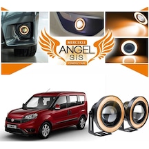 Fiat Doblo D4 Uyumlu, Universal Mercekli Led Angel Sis Farı, 76mm Turuncu Renk