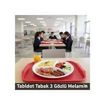 3 Gözlü Melamin Tabldot Tabak - Kalın Malzeme, Okul Ve Anaokulu İçin Uygun 24 Cm Beyaz