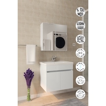 Tokyo 65 Cm Banyo Dolabı Takımı Aynalı Mdf Gövde Seramik Lavabolu