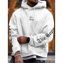 Startmore Adrift The Hope Renkli Baskılı Oversize Kapüşonlu Sweatshirt Beyaz Beyaz