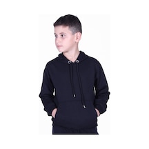 Fyk Kids Düz Kanguru Cepli Kapşonlu Sweatshirt Siyah