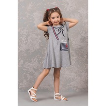 Gri Penye Desenli Kız Çocuk Elbisesi Gri Gri Penye Desenli Kız Çocuk Elbisesi Gri